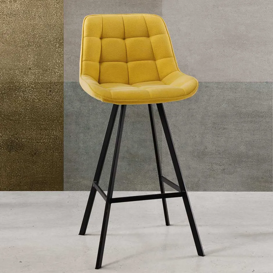 Tresenstühle in Gelb Stoff - Gonron (2er Set)^Wohnen New