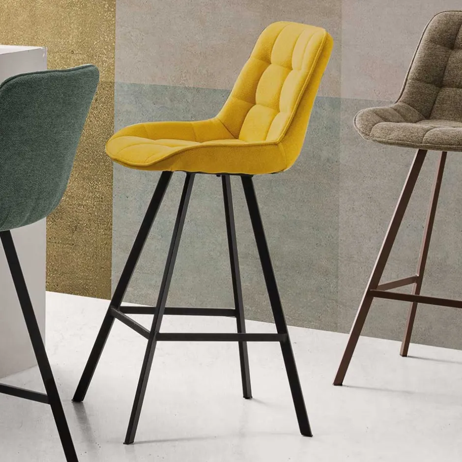 Tresenstühle in Gelb Stoff - Gonron (2er Set)^Wohnen New