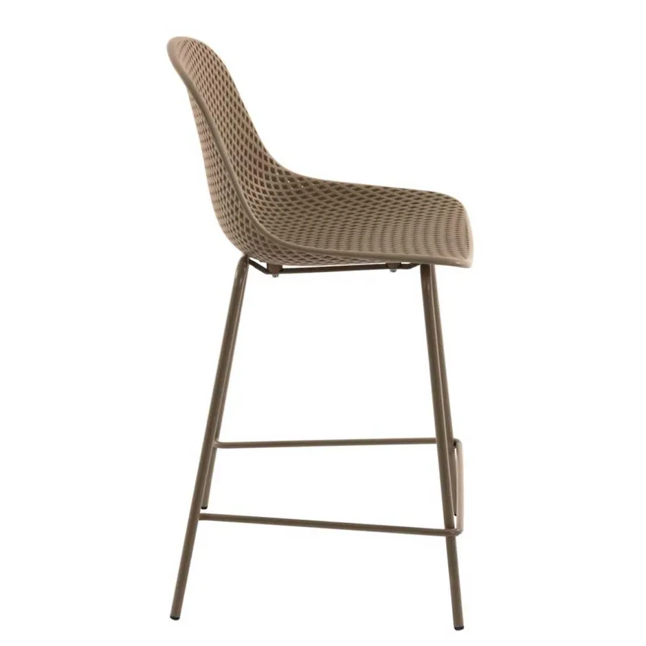 Wohnen Tresenstuhl mit Schalensitz in Beige - Vabienna (4er Set)