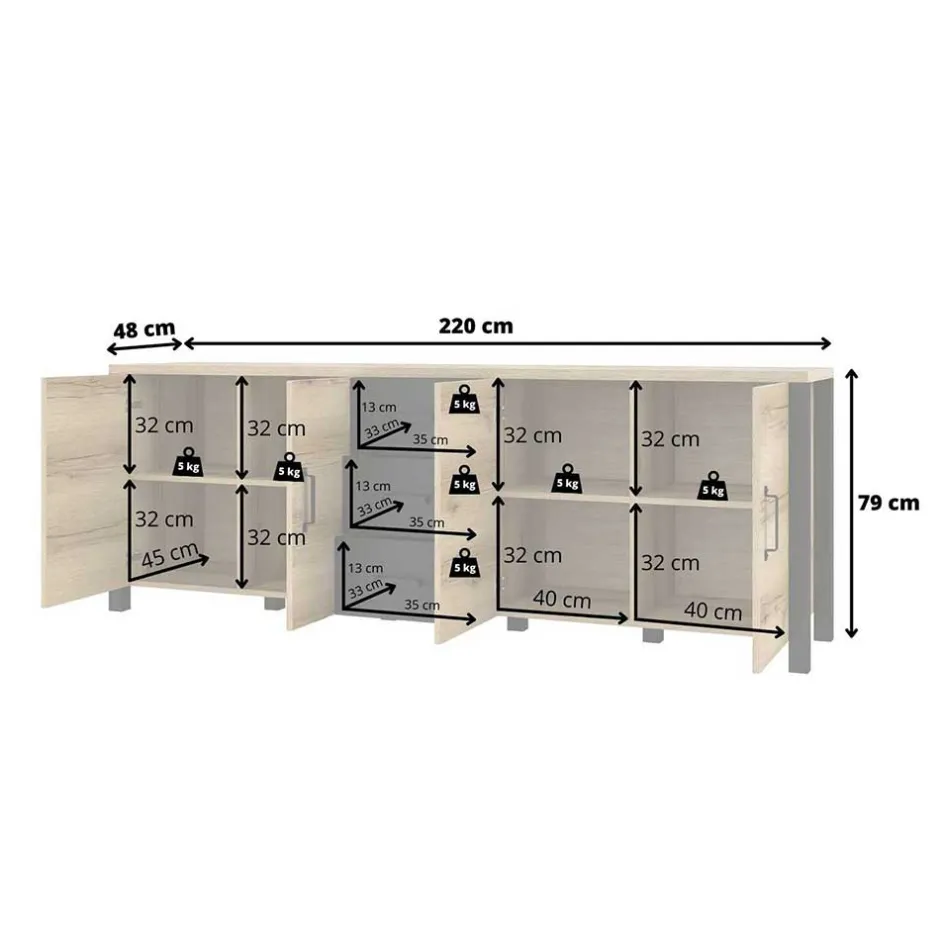 4-türige Anrichte mit drei Schubladen - Simeona^Wohnen