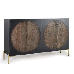 Wohnen 4-türige Design Kommode mit Mandala Schnitzerei - Synessa