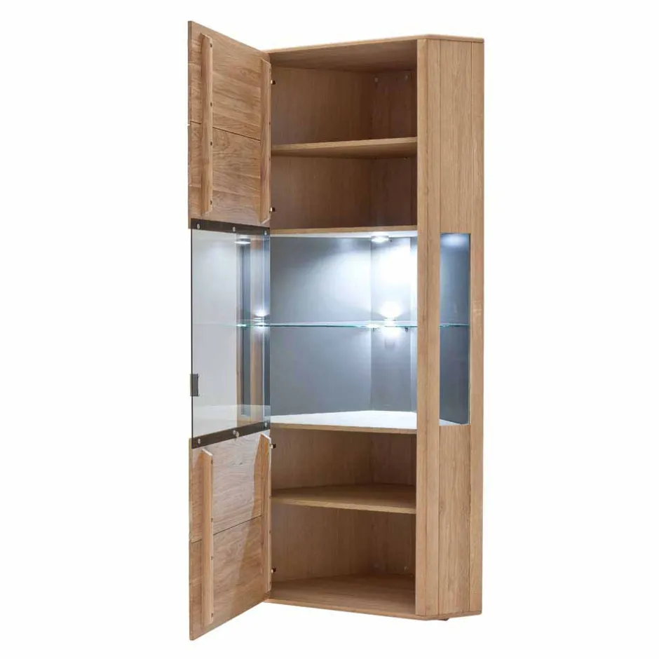 1-türige Eck-Vitrine in Eiche Bianco - Vernella^Wohnen New