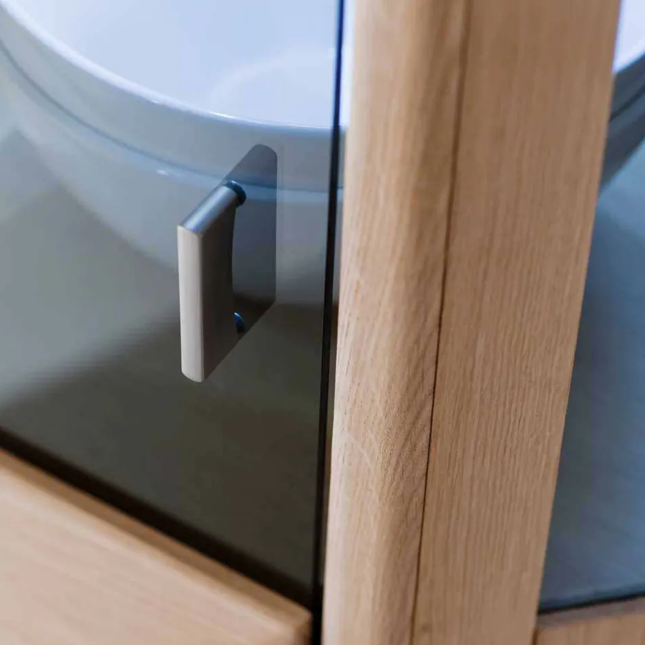 1-türige Eck-Vitrine in Eiche Bianco - Vernella^Wohnen New