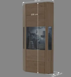 1-türige Eck-Vitrine in Eiche Bianco - Vernella^Wohnen New