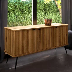 Wohnen 3-türige Holzkommode aus Wildeiche massiv - Casarius