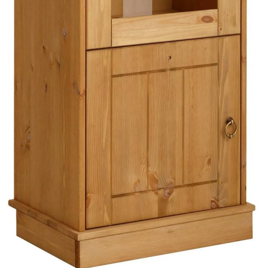 Wohnen 1-türige Kiefernholz-Vitrine im Landhausstil - Goro