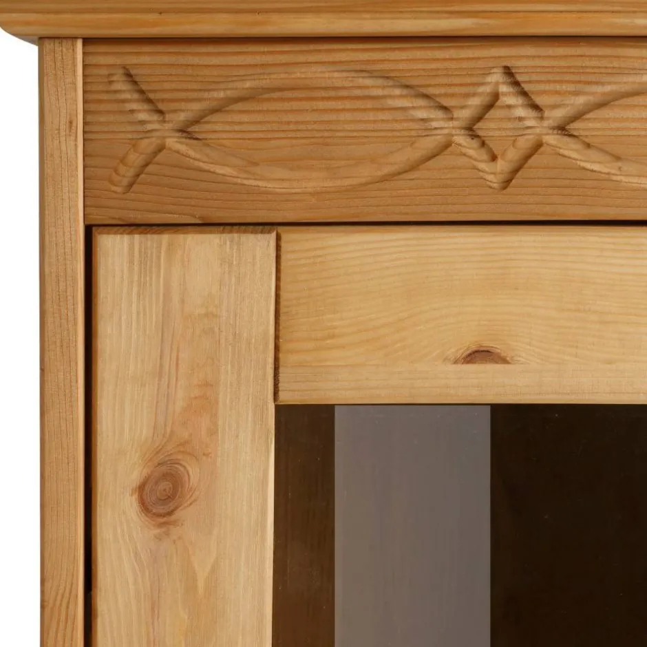 Wohnen 1-türige Kiefernholz-Vitrine im Landhausstil - Goro