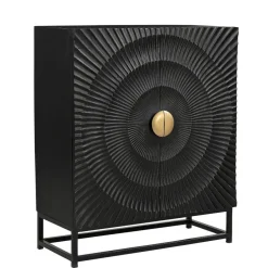 2-türige Kommode in Schwarz mit Gold - Oglio^Wohnen Best