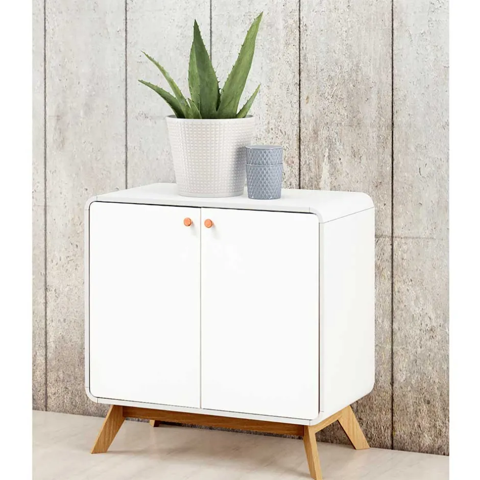 2-türige Kommode in Weiß mit Eiche - Kolreva^Wohnen Discount