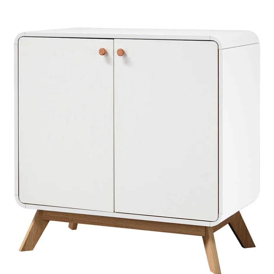 2-türige Kommode in Weiß mit Eiche - Kolreva^Wohnen Discount