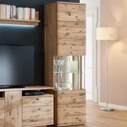 Wohnen 1-türige Schrank Vitrine aus Massivholz - Crokas