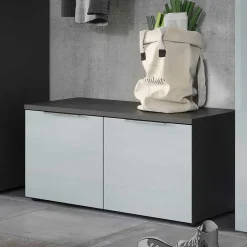 2-türige Schuhbank in Silbergrau Glas - Ilfred^Wohnen Outlet