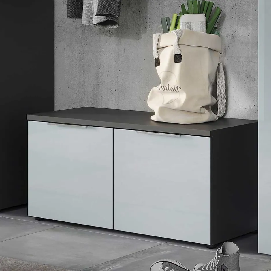 2-türige Schuhbank in Silbergrau Glas - Ilfred^Wohnen Outlet