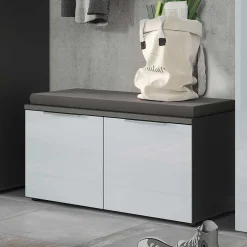 2-türige Schuhbank in Silbergrau Glas - Ilfred^Wohnen Outlet