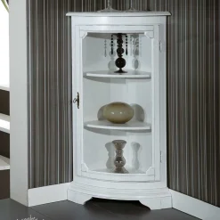 Wohnen 1-türige Vintage Eckvitrine niedrig - 112 cm hoch - Zarinas