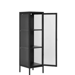 Wohnen 1-türige Vitrine in Schwarz - Baly