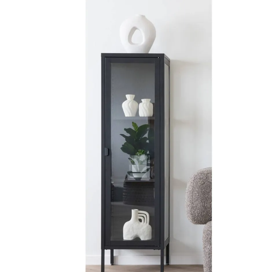 Wohnen 1-türige Vitrine in Schwarz - Baly
