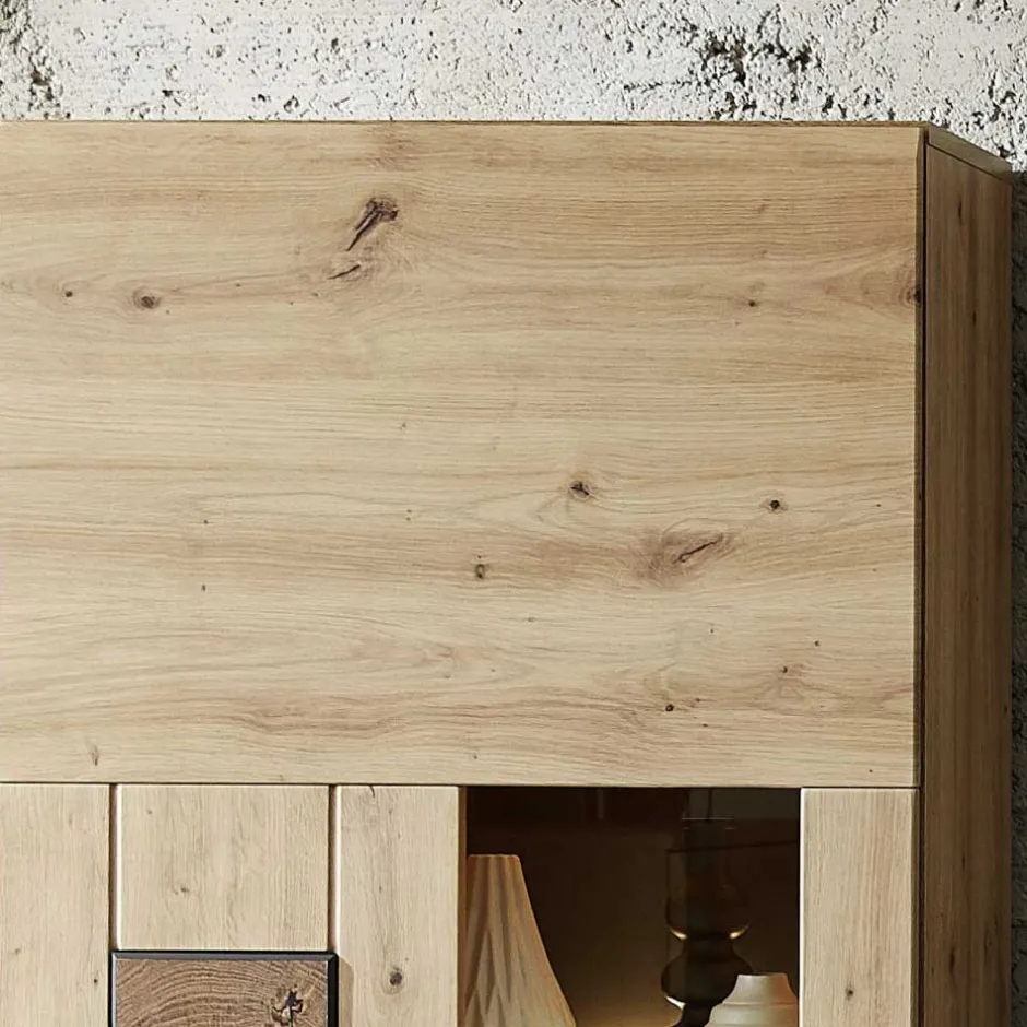 1-türige Wohnzimmervitrine in Wildeiche Holzoptik - Iniaco^Wohnen