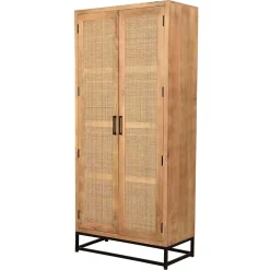 2-türiger Flurschrank aus Holz & Rattan Geflecht - Lazianus^Wohnen Discount