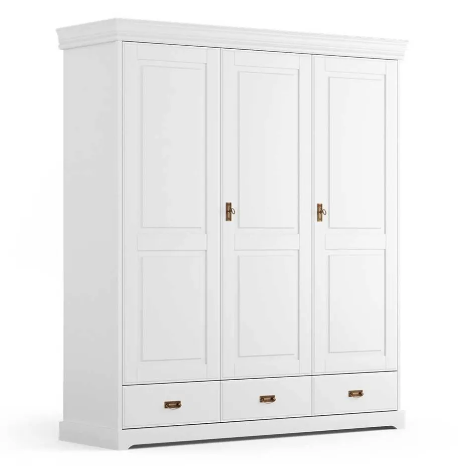 3-türiger Holz-Schlafzimmerschrank in Weiß - Presto^Wohnen Hot