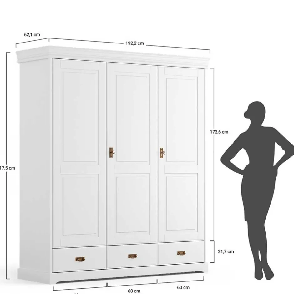 3-türiger Holz-Schlafzimmerschrank in Weiß - Presto^Wohnen Hot