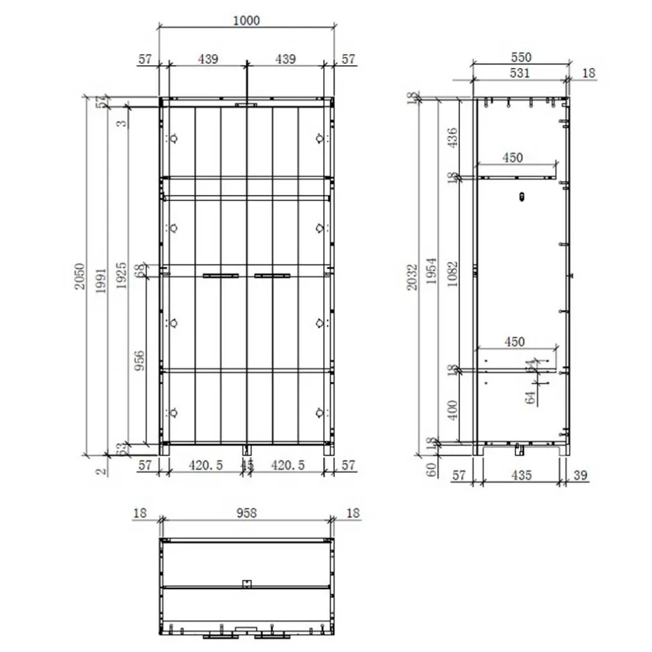 Kinder Wohnen 2-türiger Kinderschrank im Modern Country Style - Ellen