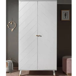 2-türiger Kleiderschrank in Weiß & Gold - Zimventa^Wohnen Online