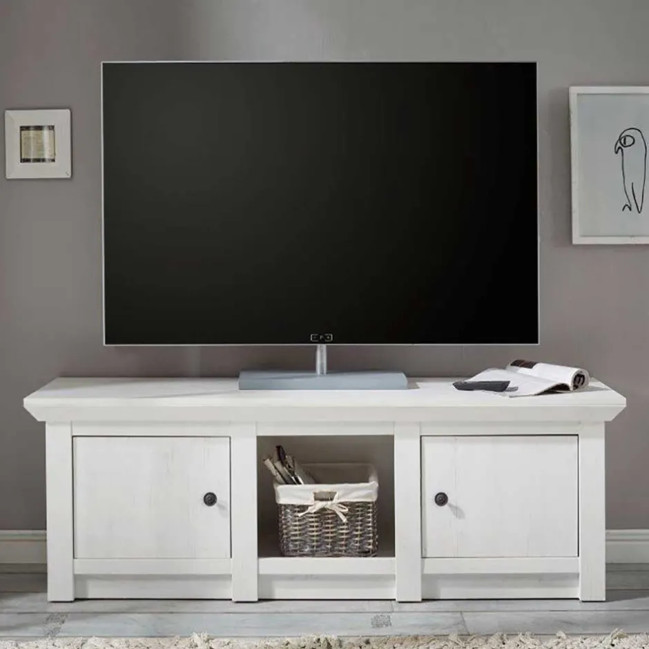 Wohnen 2-türiger Landhaus TV Schrank in Weiß - Chelles