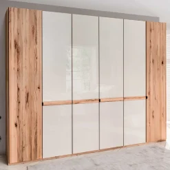 6-türiger Schlafzimmerschrank in Kernbuche & Beige - Krofun^Wohnen