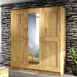 Wohnen 3-türiger Schlafzimmer-Schrank mit Spiegel - Rirua