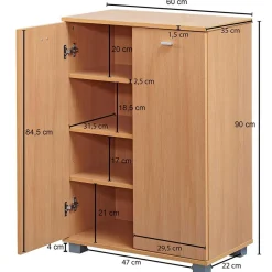 Wohnen 2-türiger Schuhschrank in Buche Dekor - Sagemini