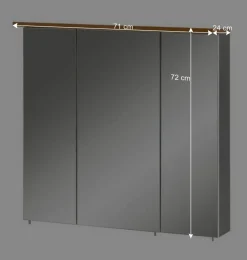 Wohnen 3-türiger Spiegel Badschrank 71 cm breit - Nienzo