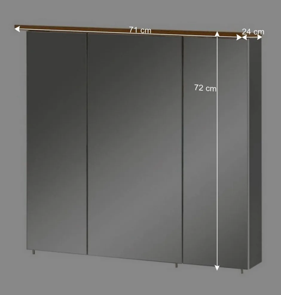 Wohnen 3-türiger Spiegel Badschrank 71 cm breit - Nienzo