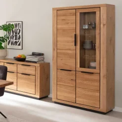 4-türiger Vitrinenschrank teilmassiv - Vlacoma^Wohnen Clearance