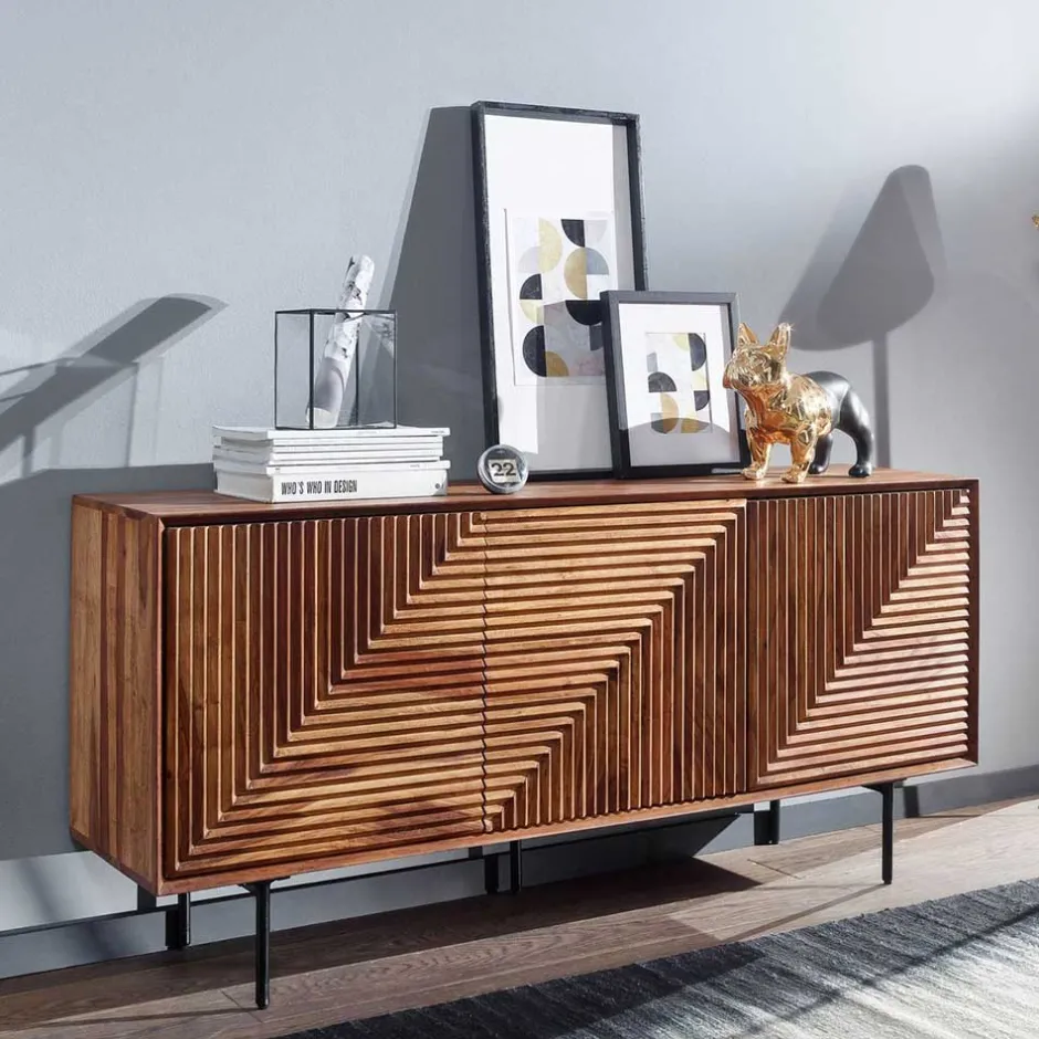 Wohnen 3-türiges Designer Sideboard aus Massivholz - Madrino
