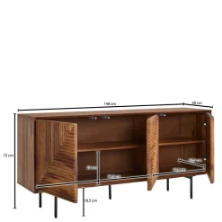 Wohnen 3-türiges Designer Sideboard aus Massivholz - Madrino