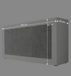 3-türiges Design-Sideboard in Beton Dekor - Narandu^Wohnen