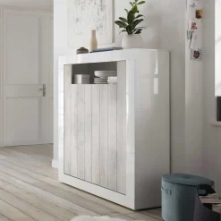2-türiges Highboard in Dekor Pinie Weiß - Merenda^Wohnen