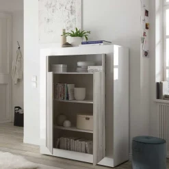 2-türiges Highboard in Dekor Pinie Weiß - Merenda^Wohnen