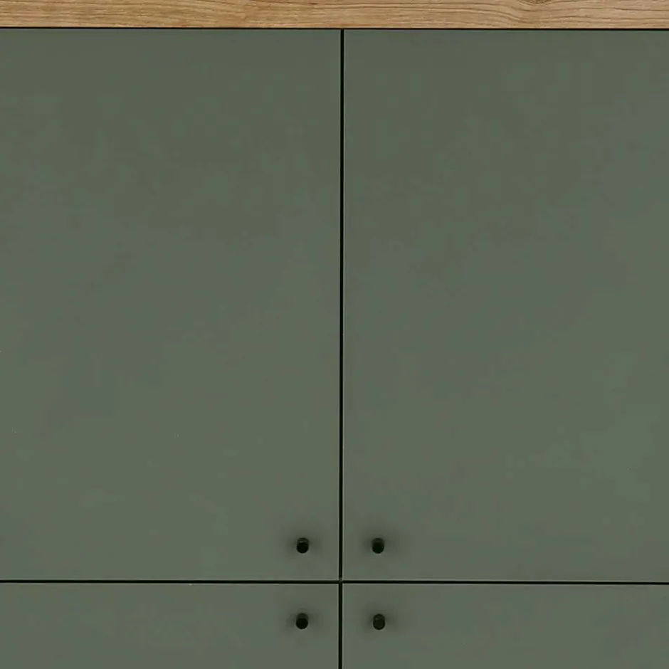 4-türiges Highboard in Graugrün und Wildeiche - Oliva^Wohnen Sale