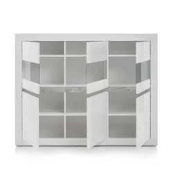 6-türiges Highboard in Weiß Hochglanz Mextra & Beton Dekor^Wohnen