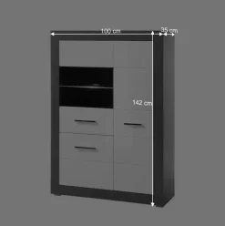 3-türiges Highboard mit Glas Einsatz - Istensa^Wohnen Online