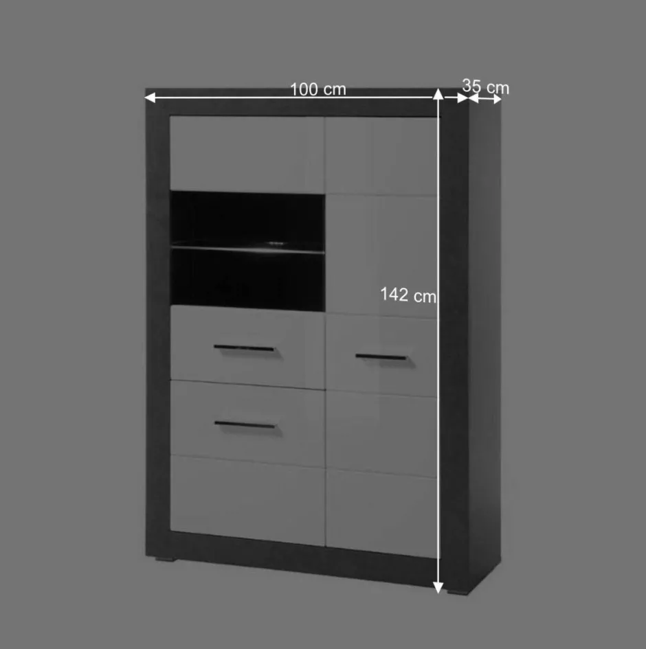 3-türiges Highboard mit Glas Einsatz - Istensa^Wohnen Online