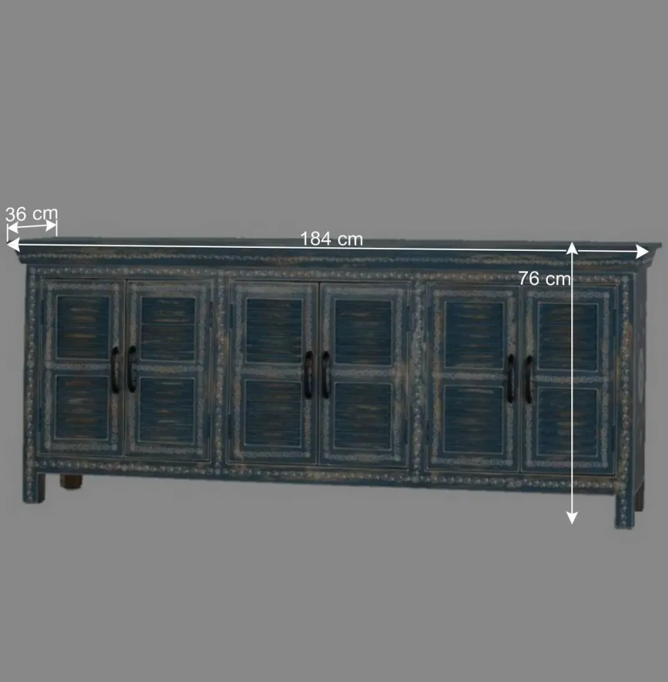 6-türiges Sideboard in Blau - Enrossino^Wohnen New