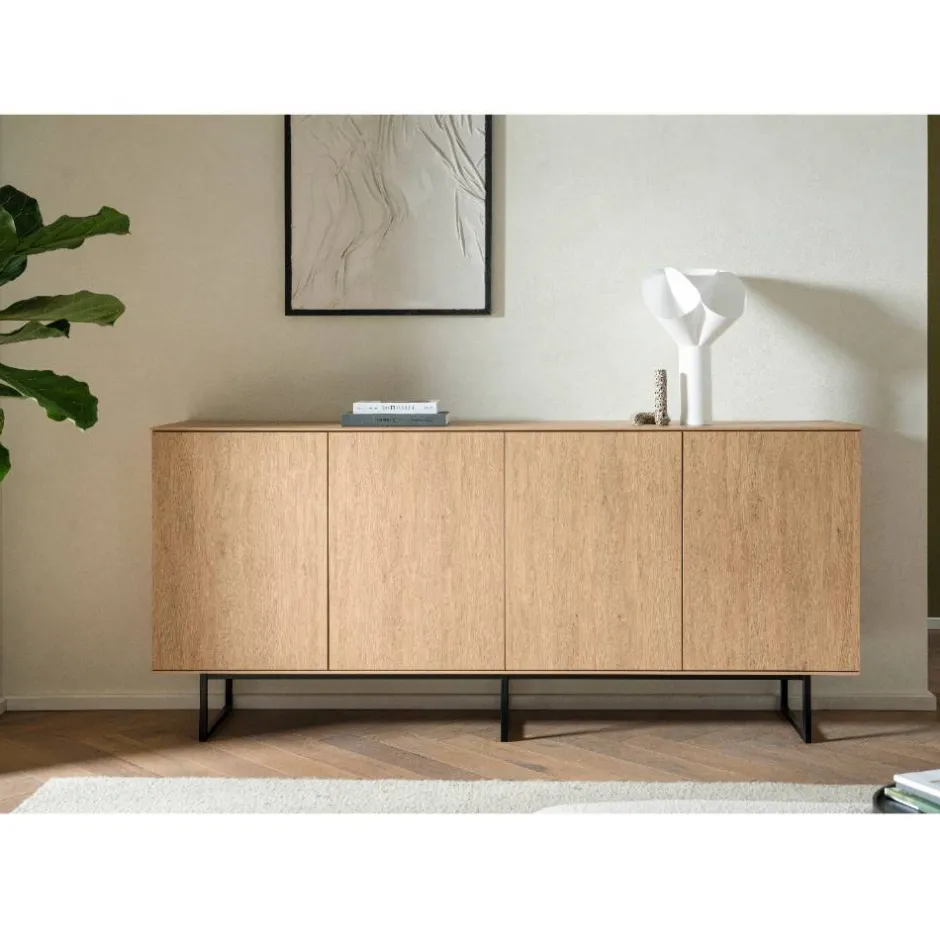 4-türiges Sideboard in Eiche Stone - Jaskin^Wohnen Discount