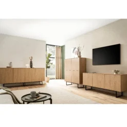 4-türiges Sideboard in Eiche Stone - Jaskin^Wohnen Discount
