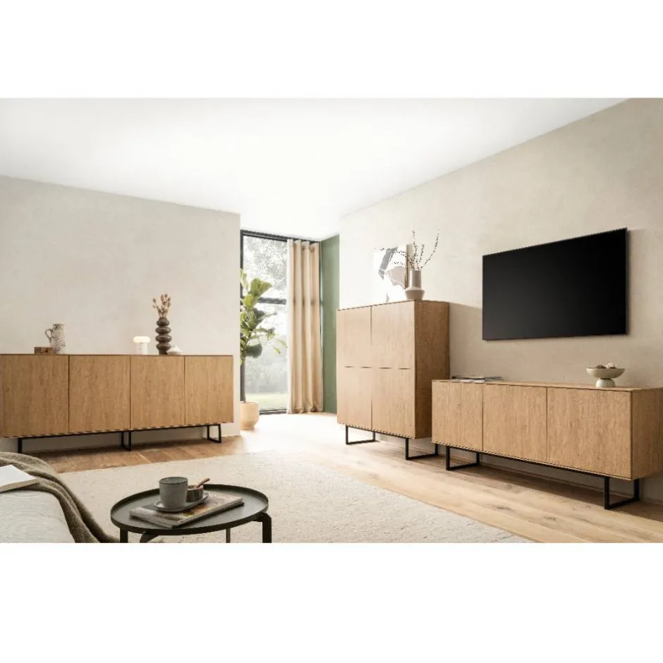 4-türiges Sideboard in Eiche Stone - Jaskin^Wohnen Discount
