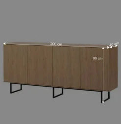 4-türiges Sideboard in Eiche Stone - Jaskin^Wohnen Discount