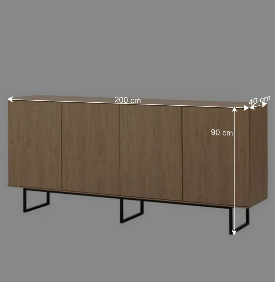 4-türiges Sideboard in Eiche Stone - Jaskin^Wohnen Discount