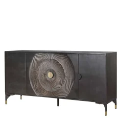 4-türiges Sideboard in Schwarz und Messing - Alkatar^Wohnen Clearance